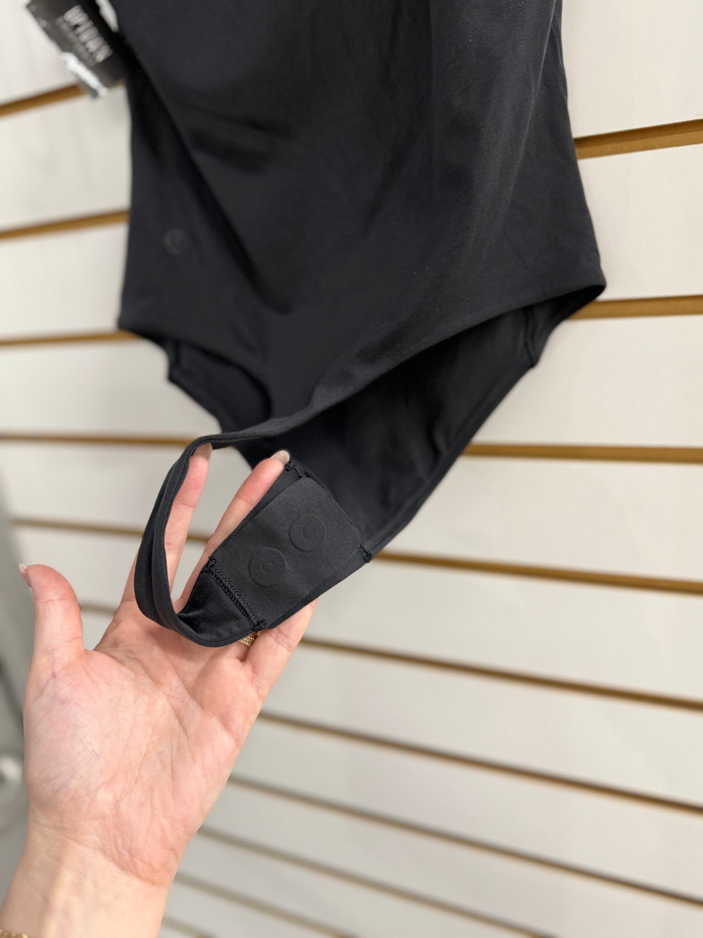 Lululemon black thong bodysuit size XS