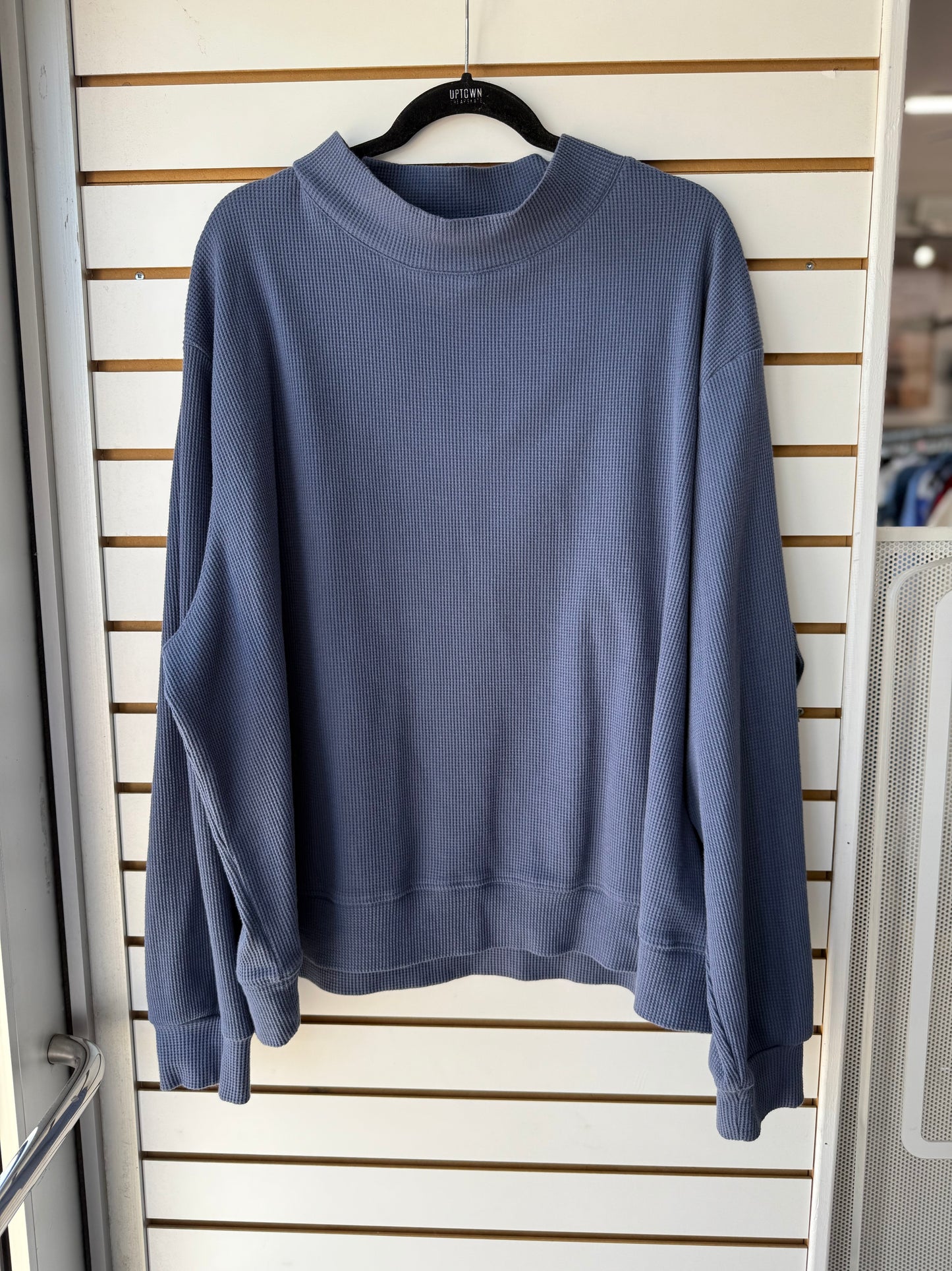 PARKE blue waffle knit mock neck size XXL