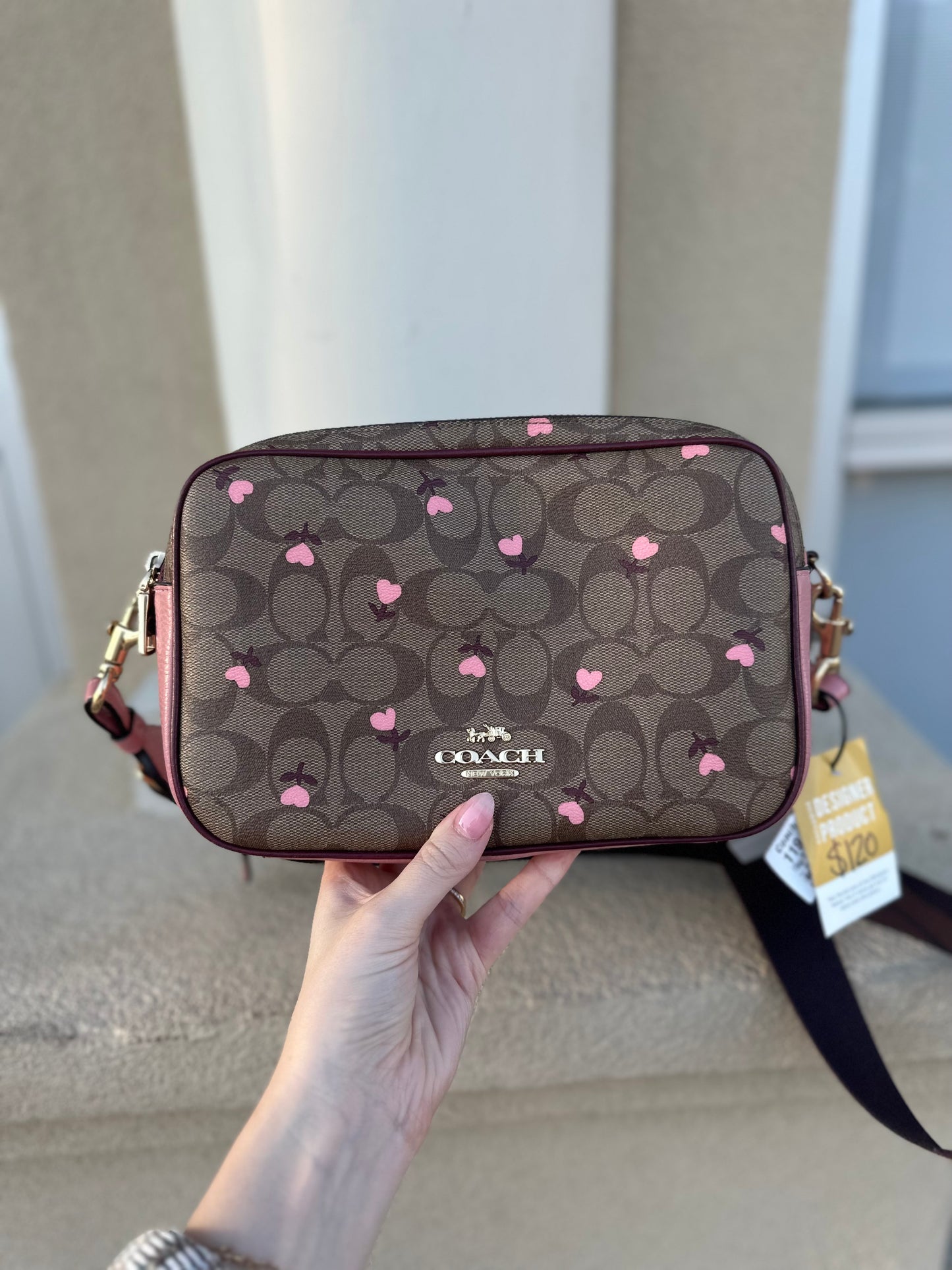 Coach Jes crossbody signature print with floral hearts