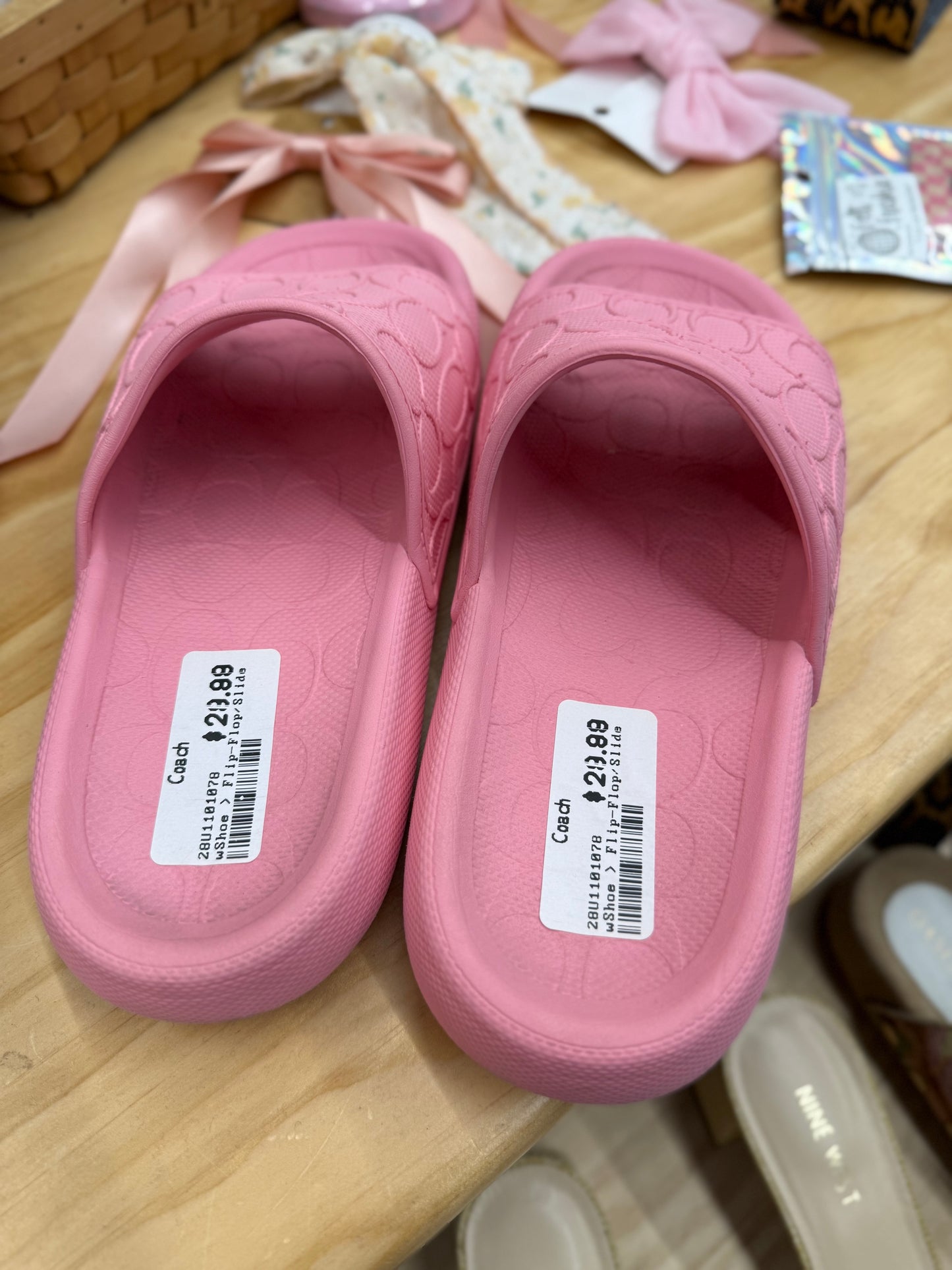 Coach Pink rubber slides size 8 RESERVED