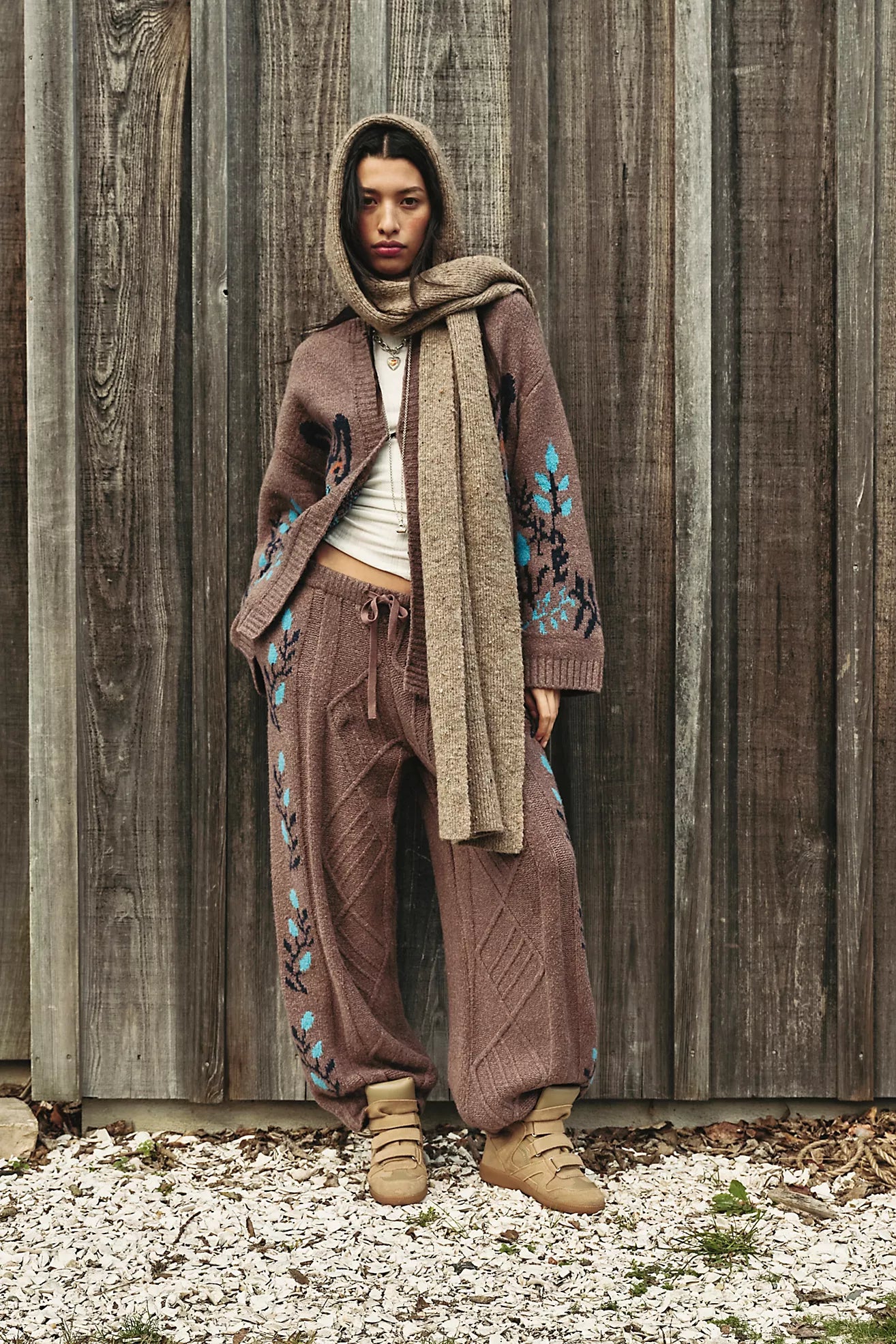 Free People Greer brown knit cardigan size small