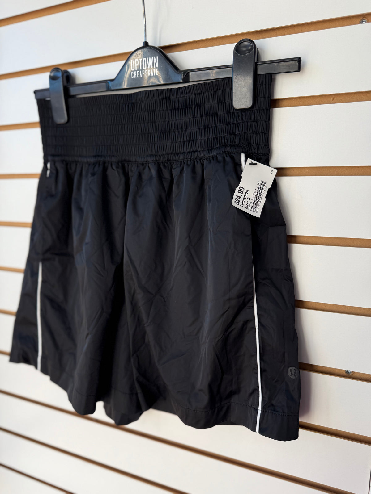 Lululemon black stretch satin shorts size S
