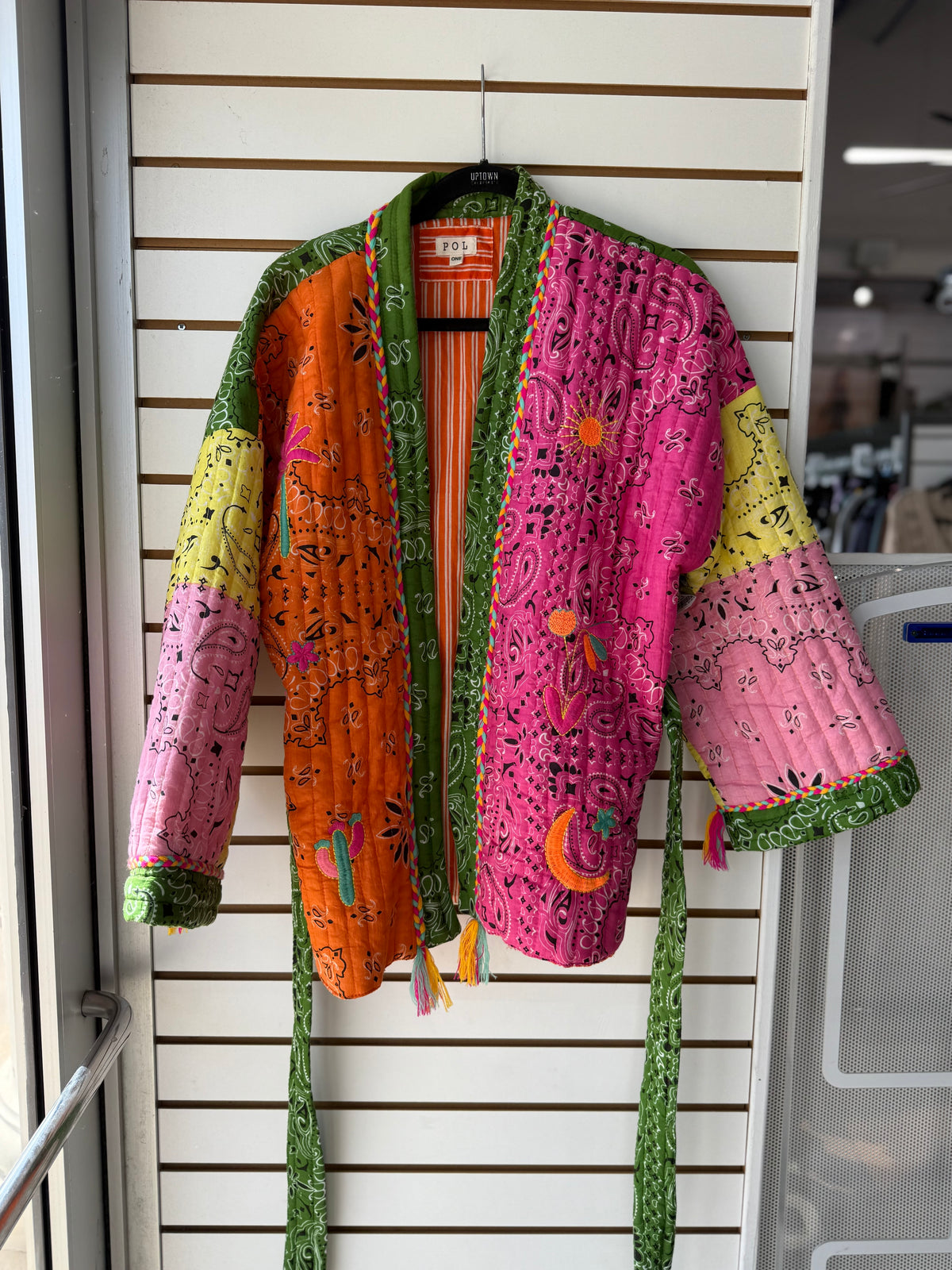 POL one size colorful bandana print tassel jacket with tie