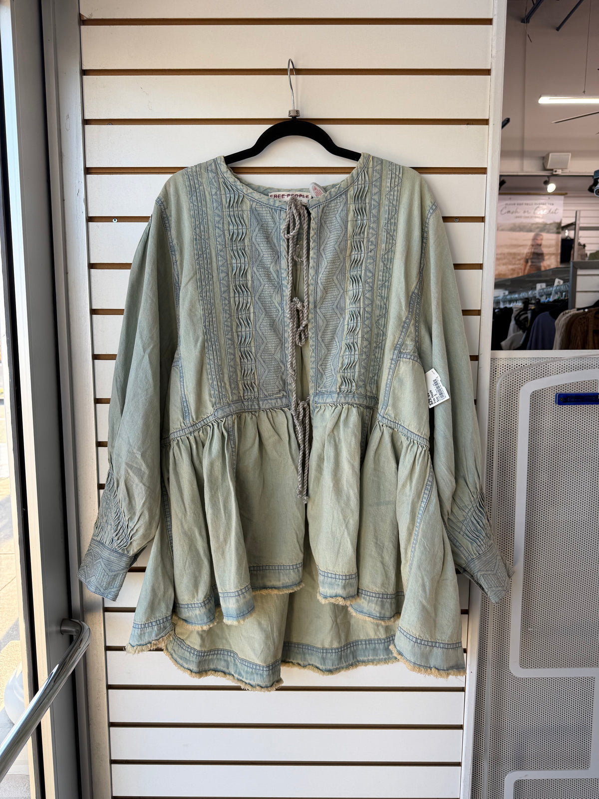 Free People denim tunic blouse size Small (oversized)