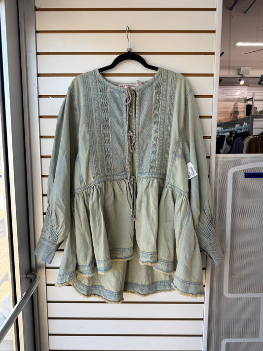 Free People denim tunic blouse size Small (oversized)
