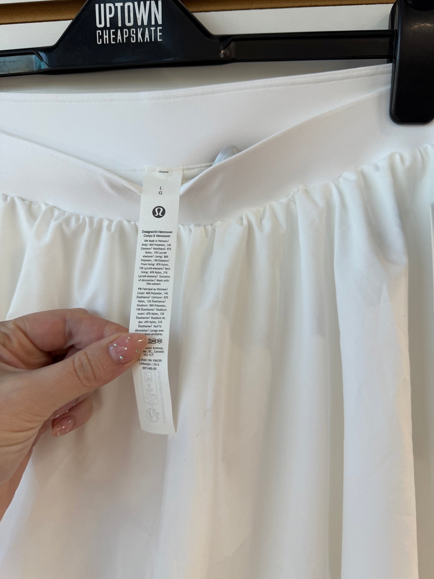 NWT Lululemon white bubble hem skirt sz Large