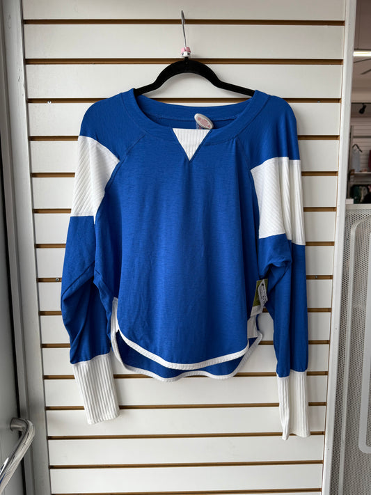 Free People Movement Spotlight blue white top size Medium