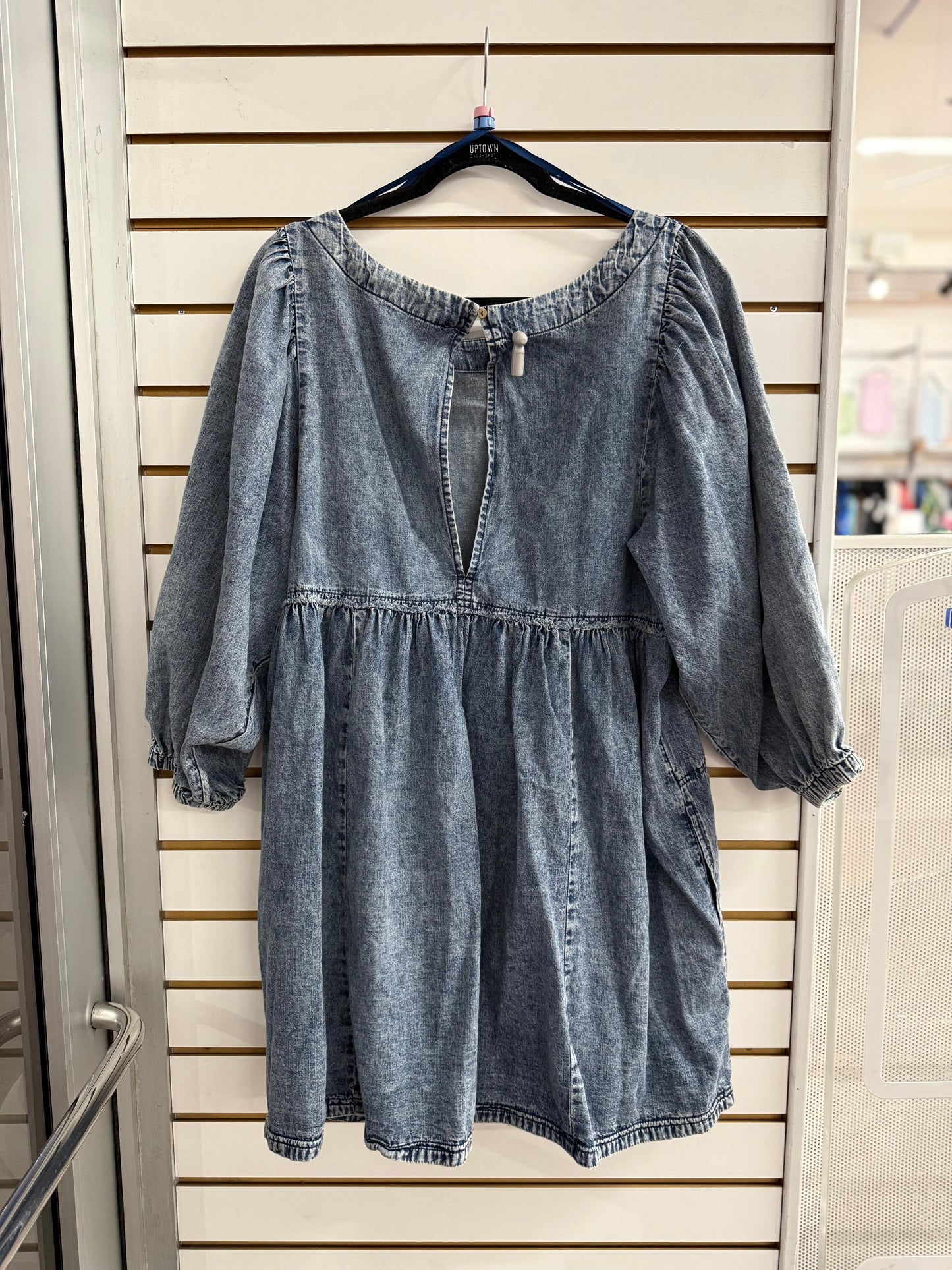 Free People Get Obsessed denim mini dress az Large
