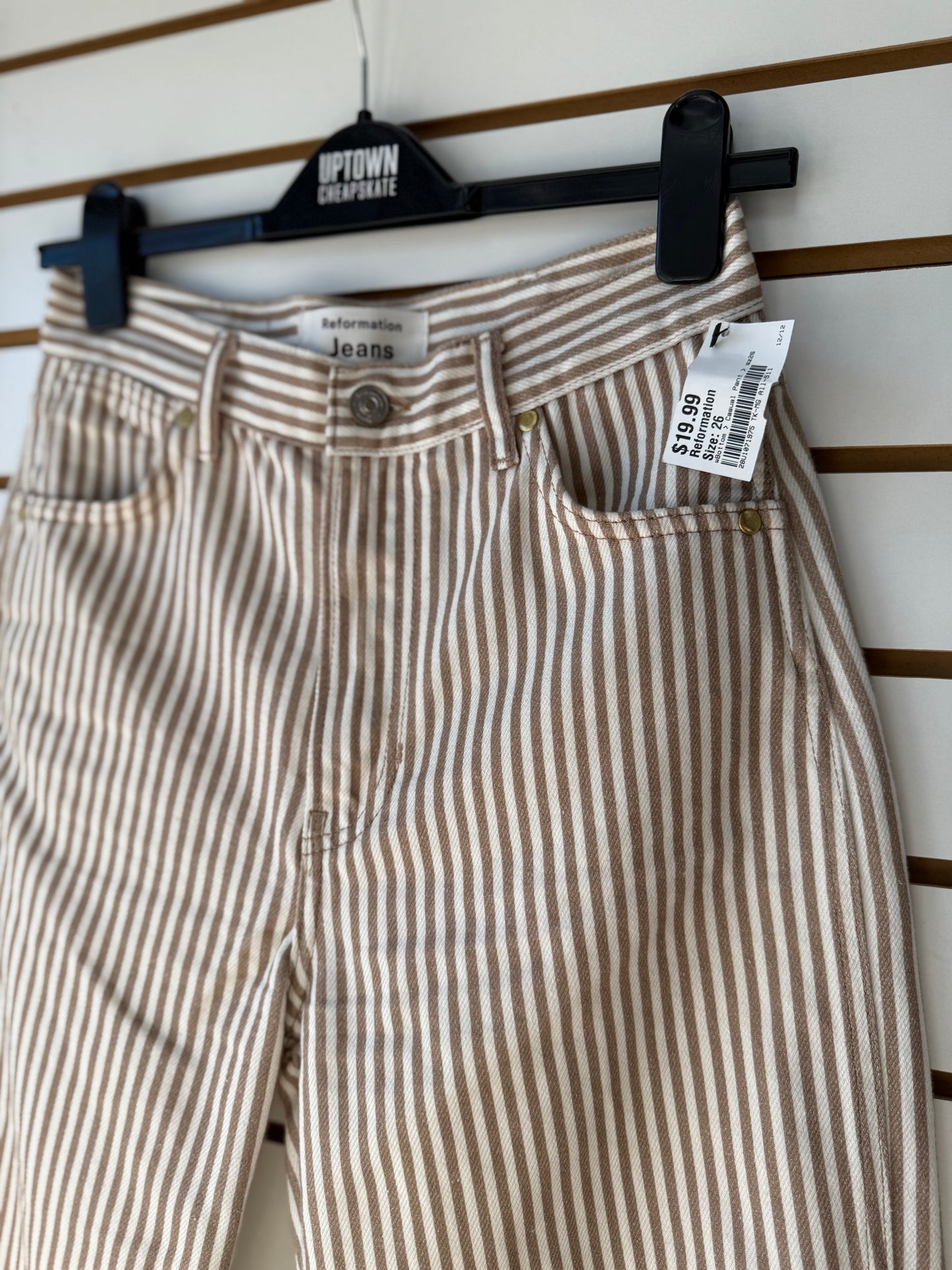 Reformation Cowboy Striped High Rise Straight Jeans size 26