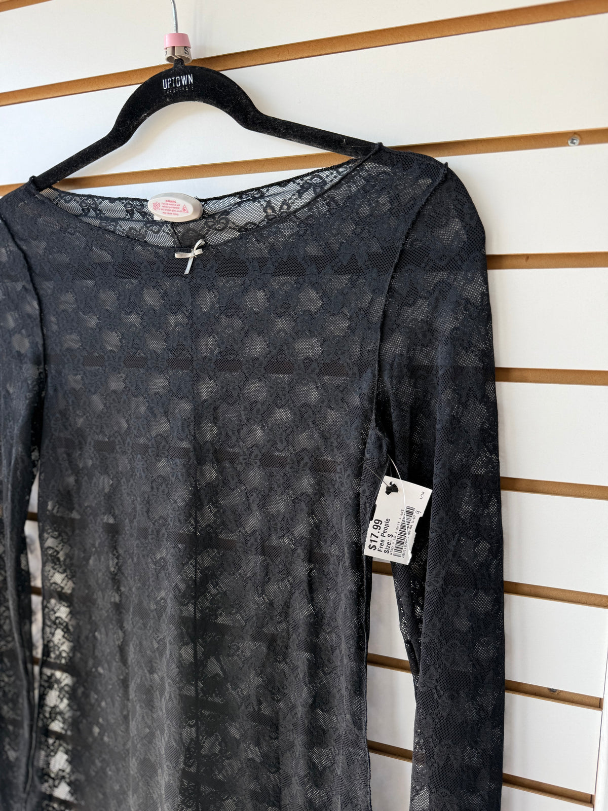 Free People black lace long sleeve size small