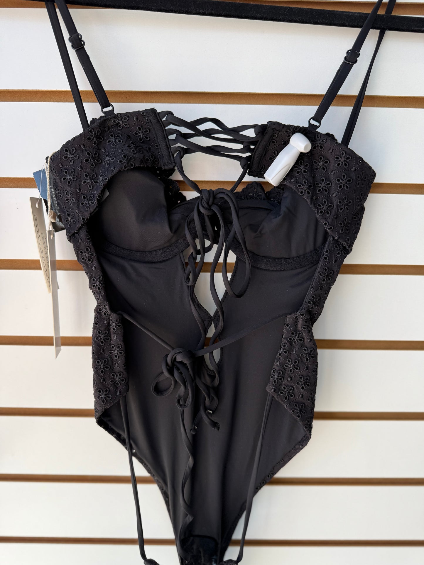 NWT For Love & Lemons black flower bodysuit size S