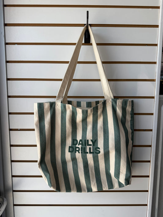 Daily Drills green striped canvas bag (has spotting)