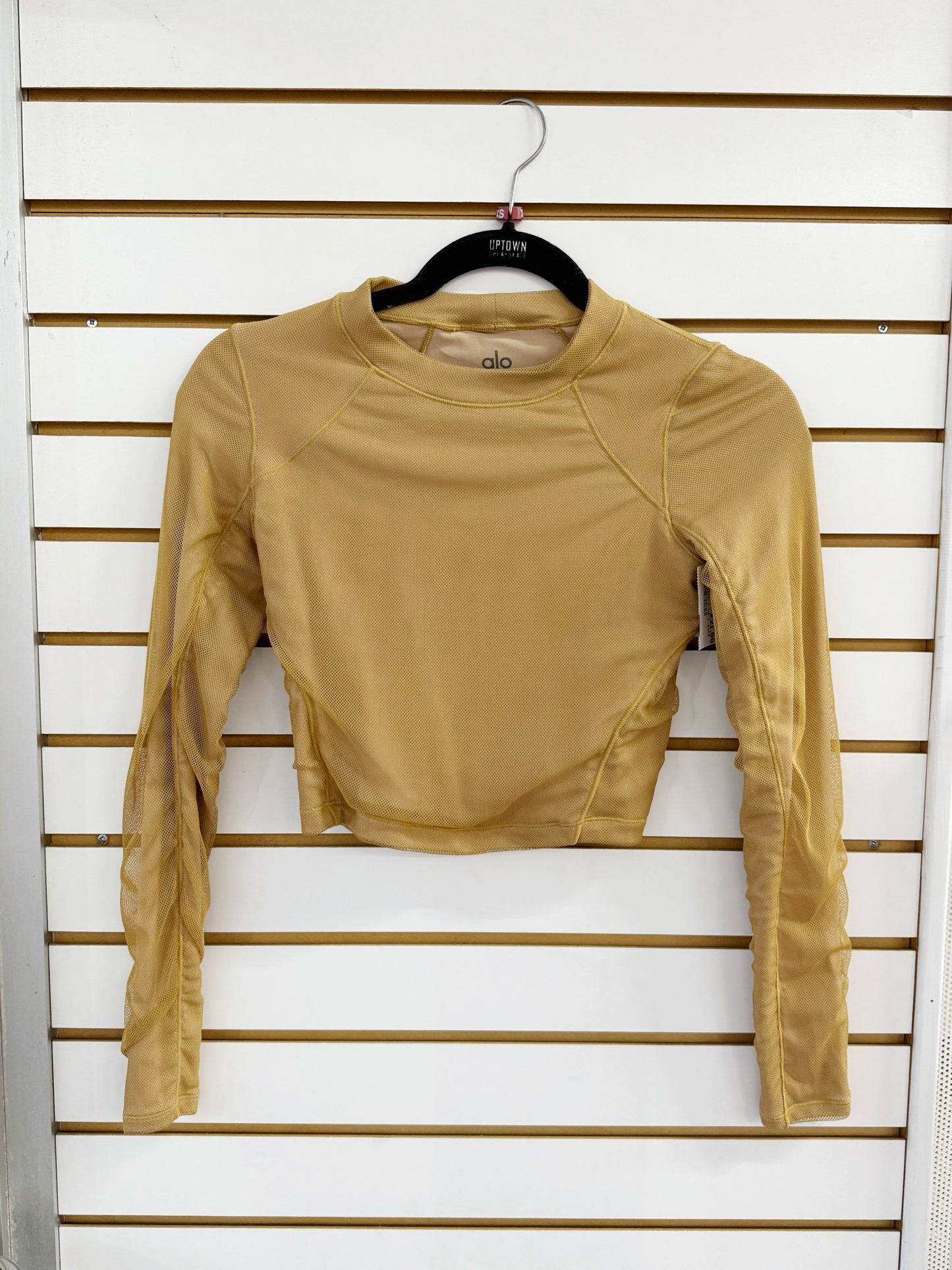 ALO Yoga vision mesh top sz XS caramel latte