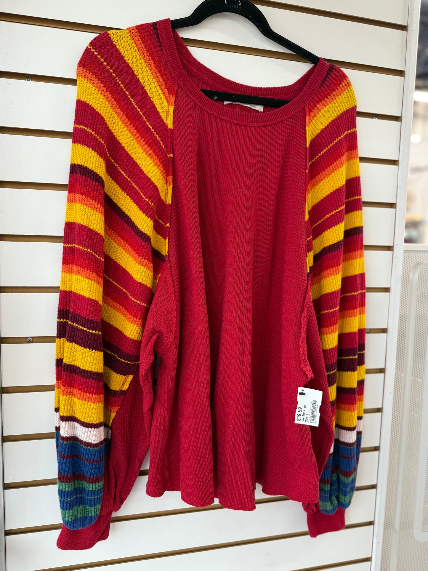 We the Free rainbow dreams striped loose fit top size large