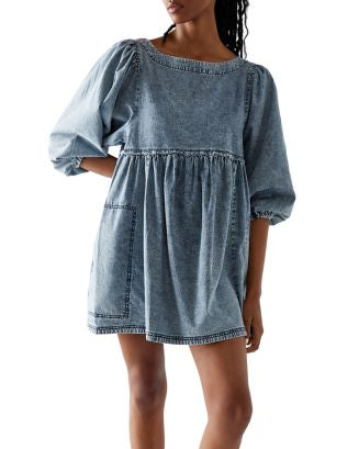 Free People Get Obsessed denim mini dress az Large
