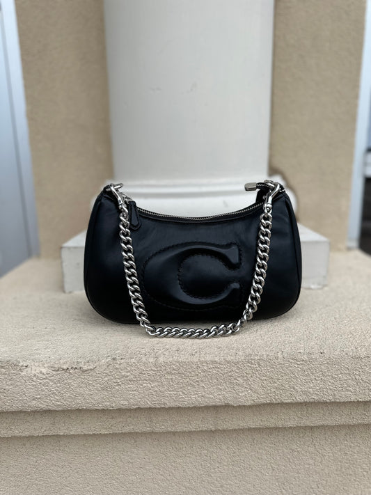 Coach black Teri shoulder chain bag with long strap small wear