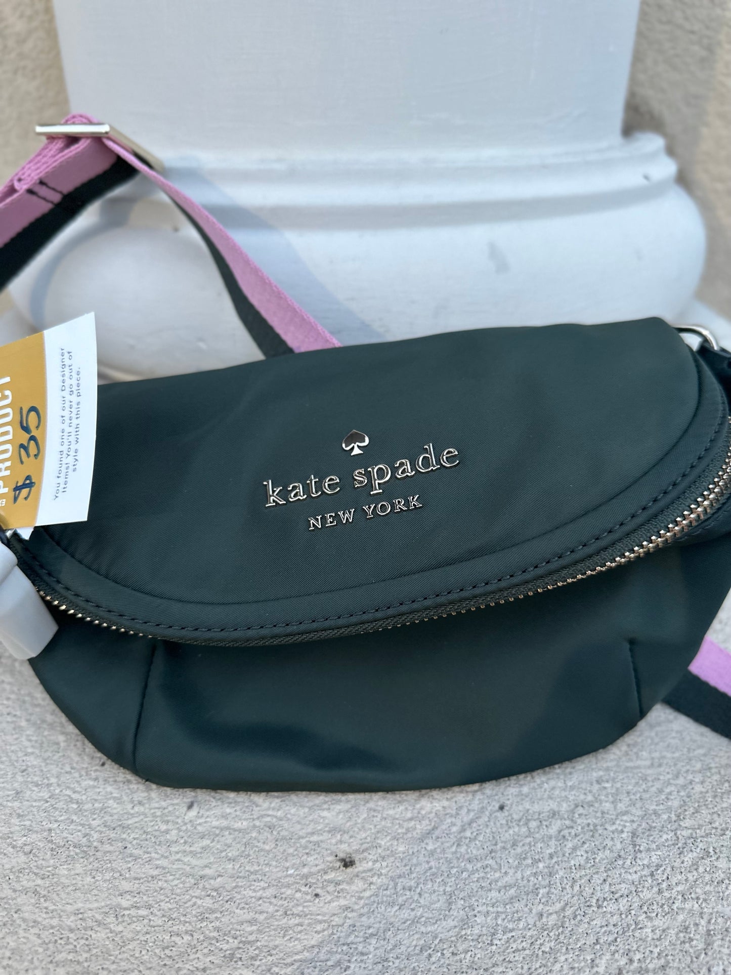 Kate Spade Watson Lane Varsity Striped green belt bag