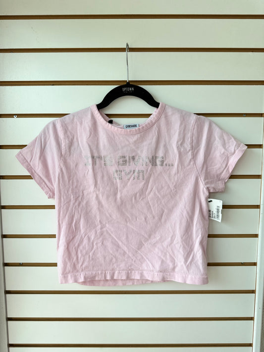Gymshark baby pink it's giving gym rhinestone crop tee size small