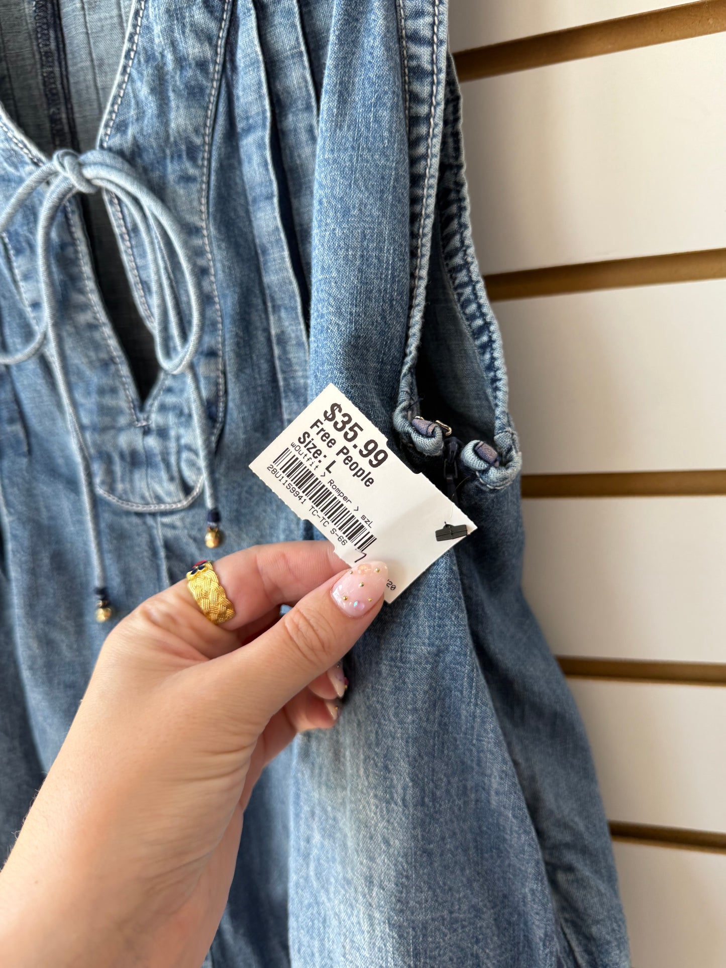 Free People Webster denim romper size large