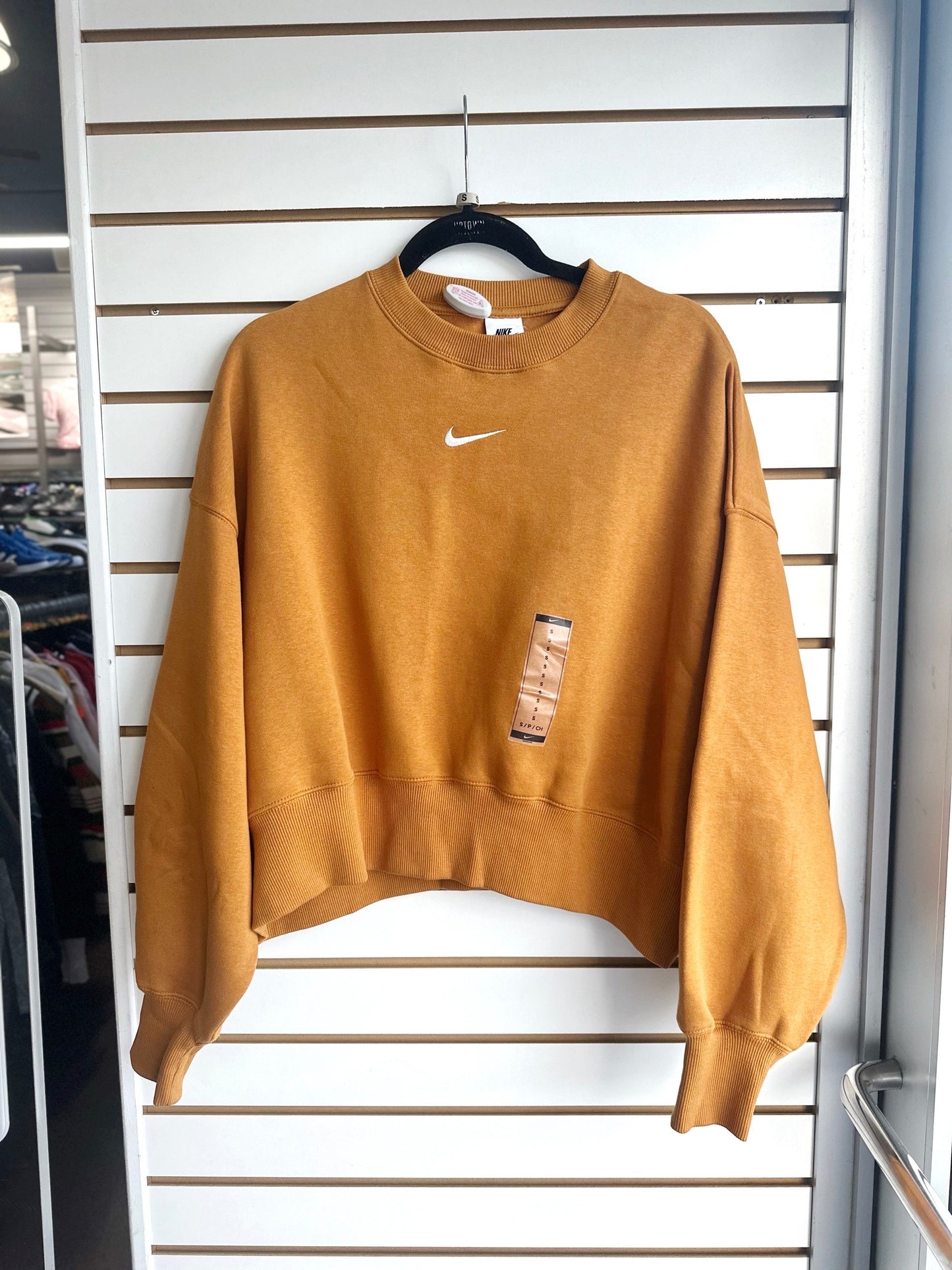 NWOT Nike Phoenix fleece oversized cropped crewneck burnt orange color Sz Small