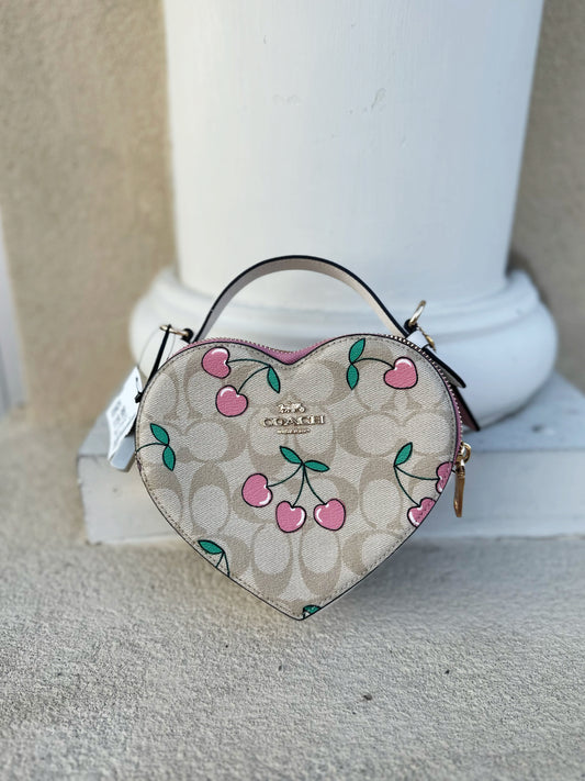 Coach signature heart cherry print bag (with long strap)