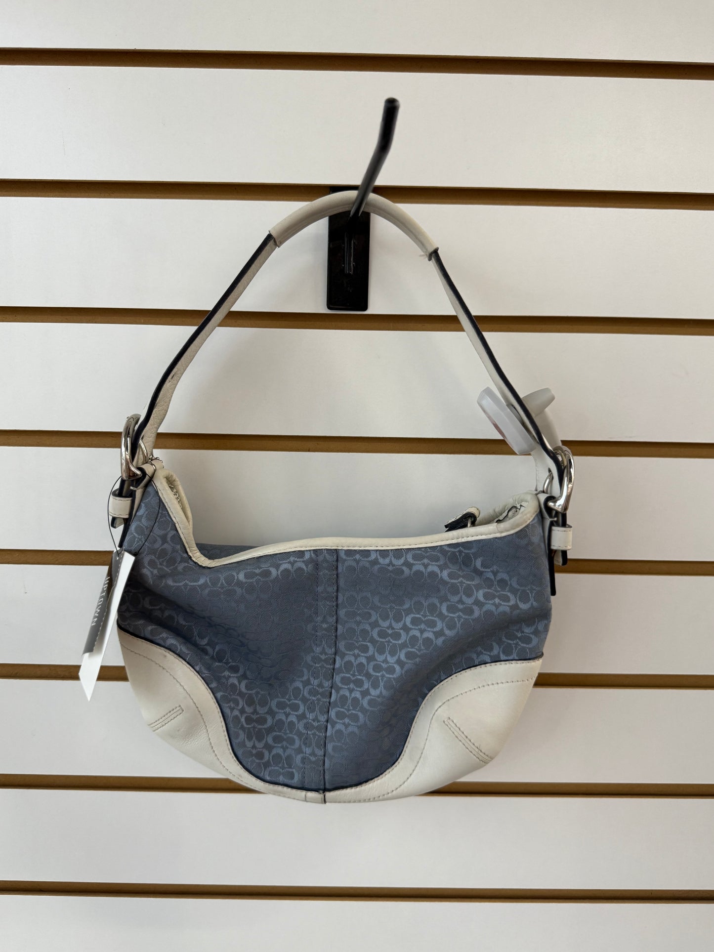 Vintage Coach soho signature blue and white shoulder bag (shows wear- see photos)