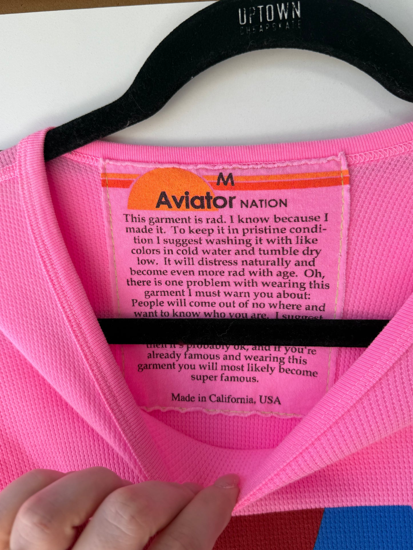 Aviator Nation pink logo thermal size medium