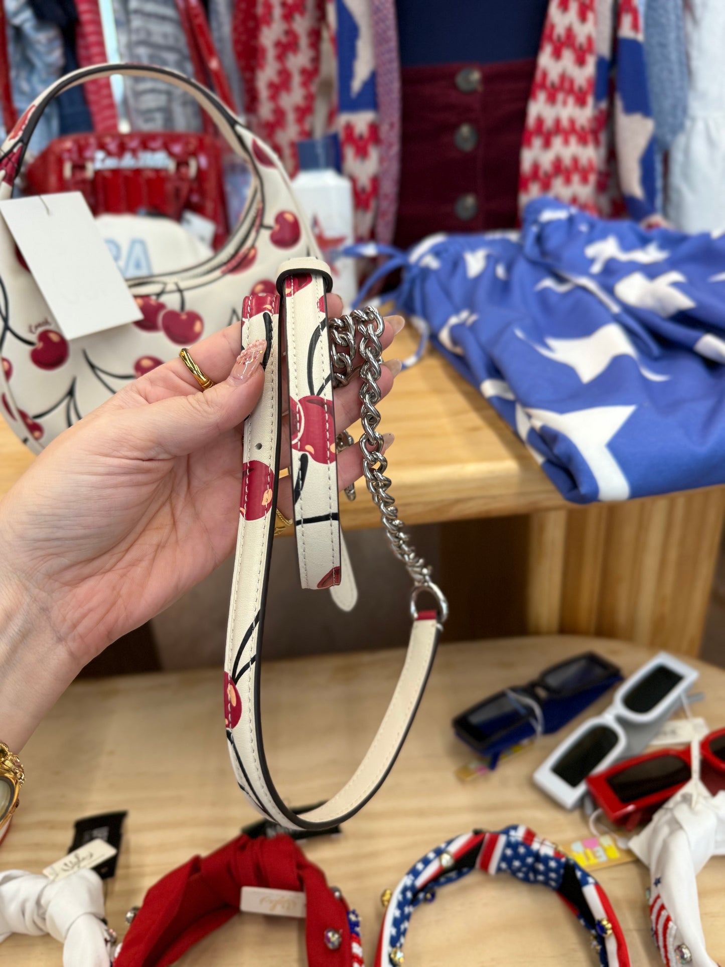 Coach cherry Carmen mini bag with crossbody strap