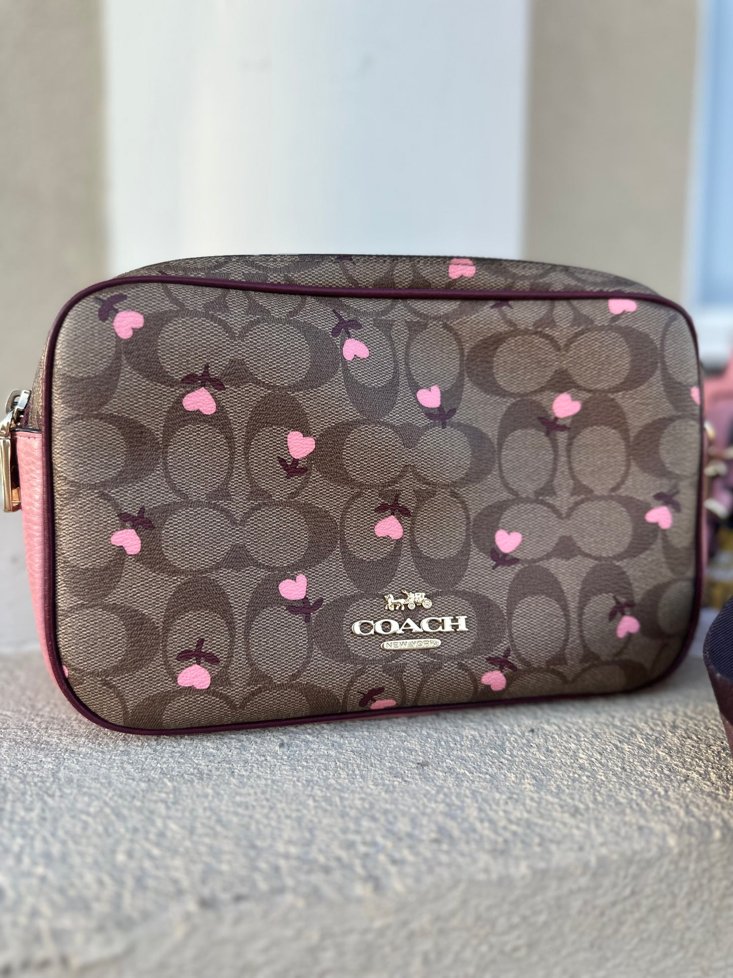 Coach Jes crossbody signature print with floral hearts