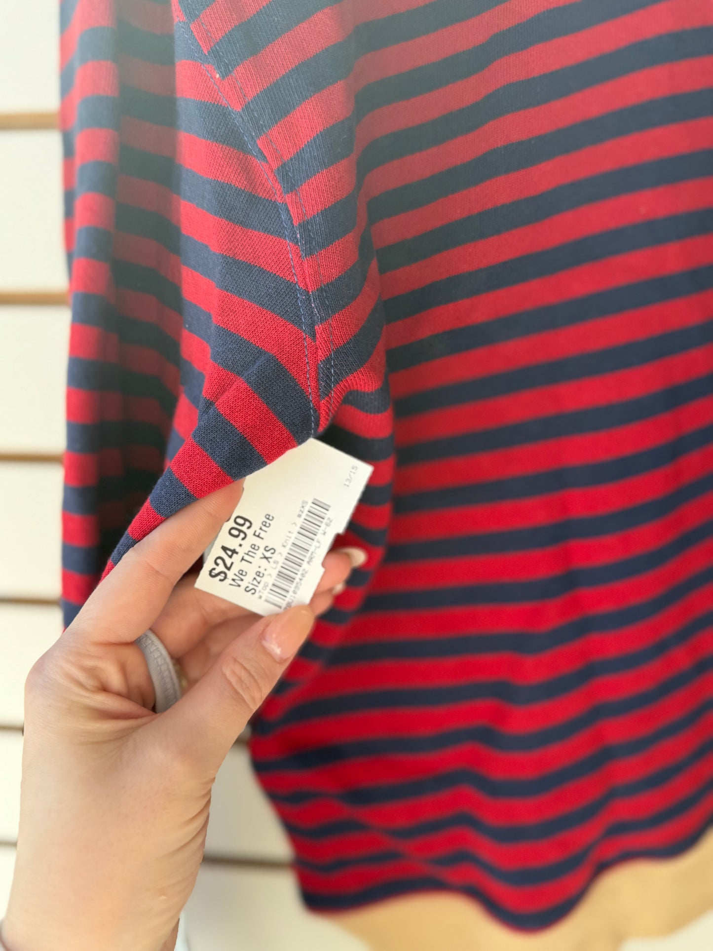 NWT We the Free red and navy striped pullover size XS oversized fit