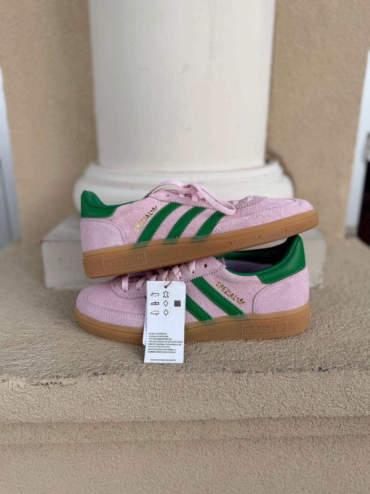 NWT adidas Originals Handball Spezial sneakers in pink and green womens 7