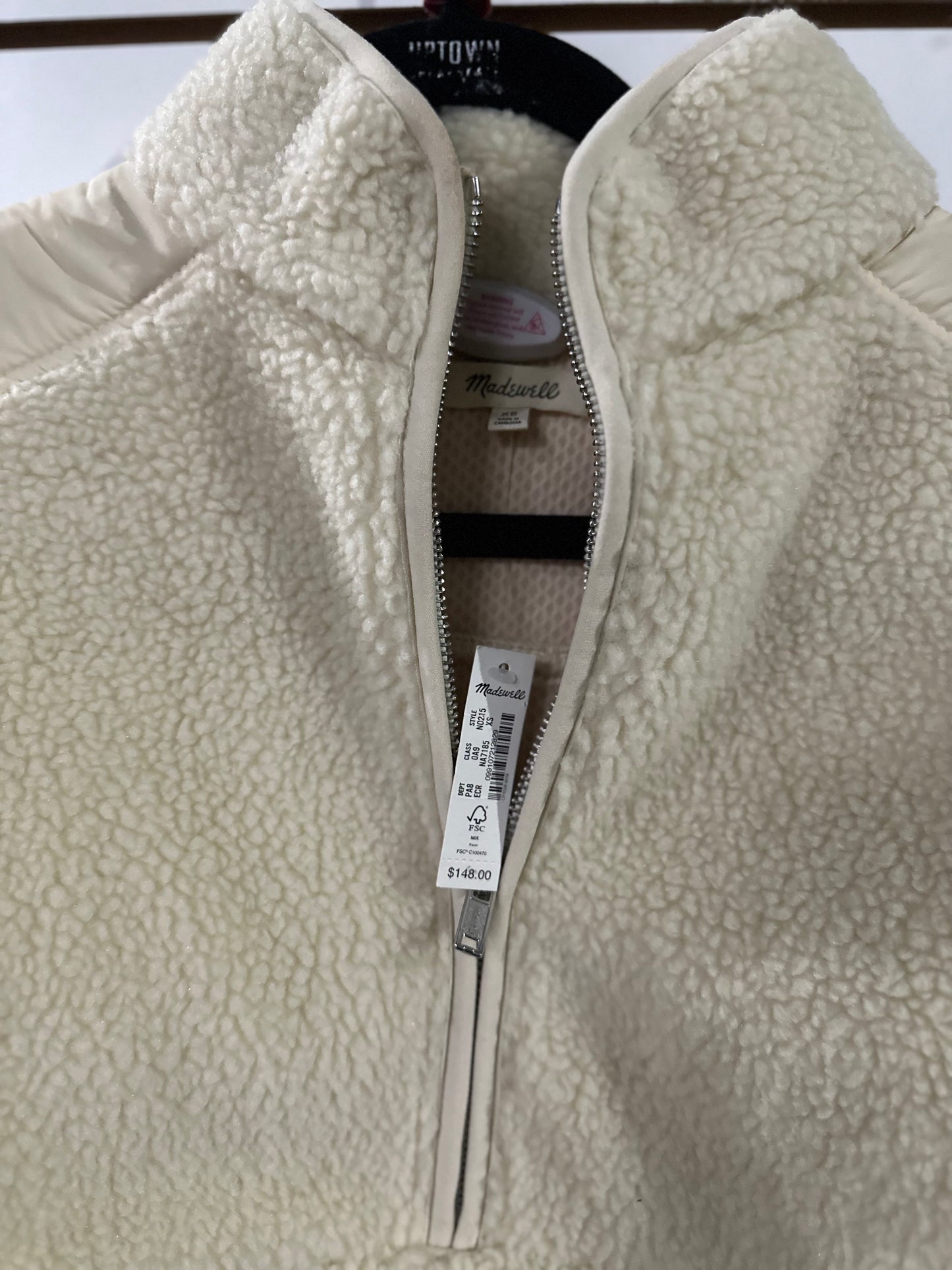 NWT Madewell faux shearling half zip size XS