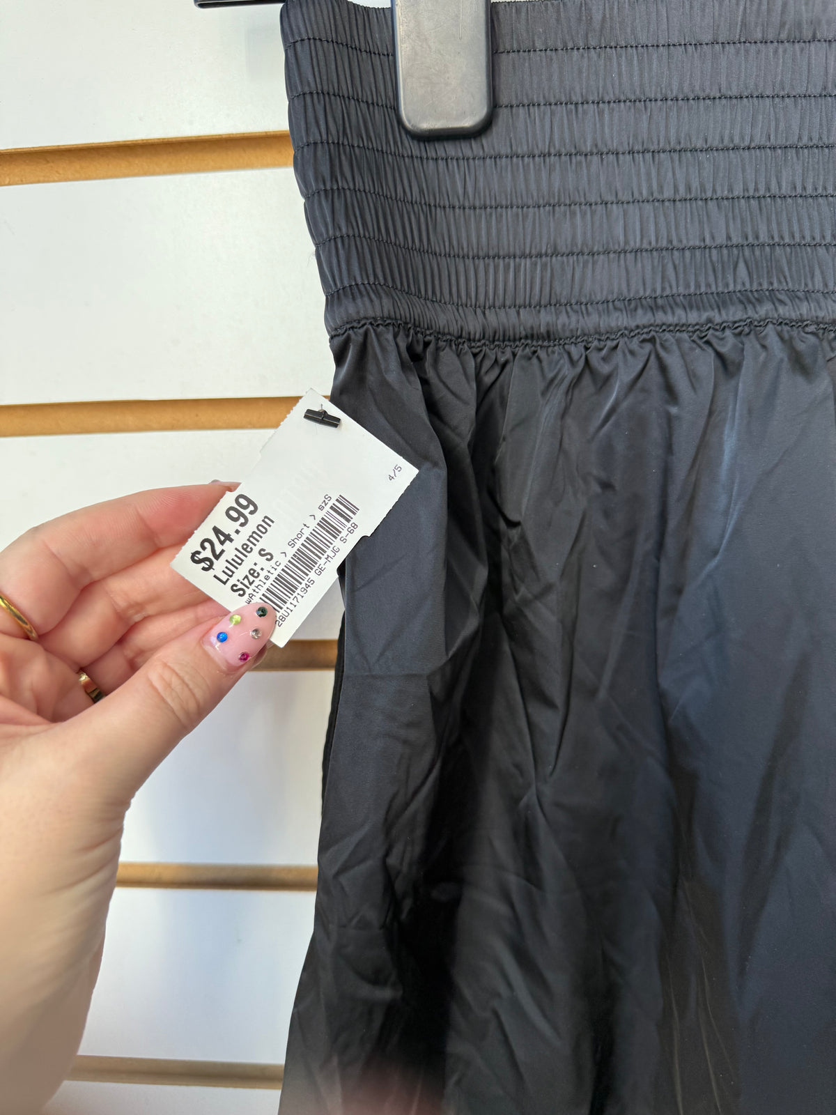 Lululemon black stretch satin shorts size S