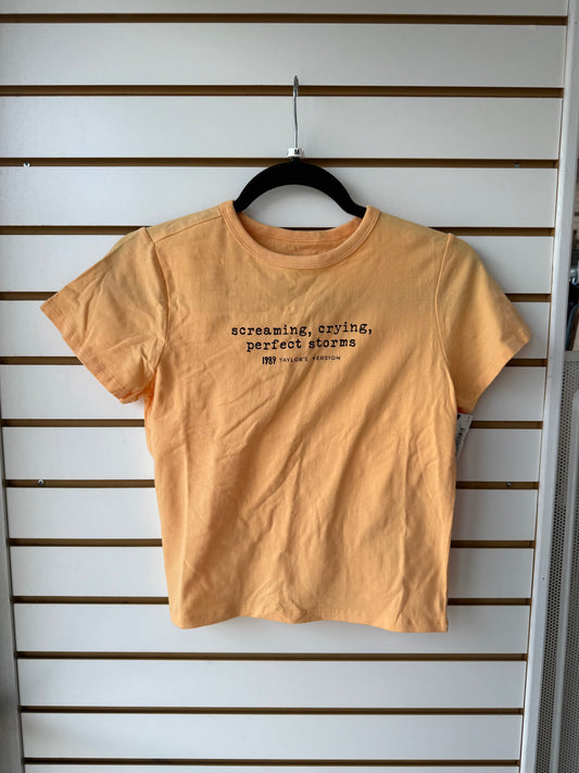 Taylor Swift 1989 screaming crying perfect storms orange cropped tee  size medium