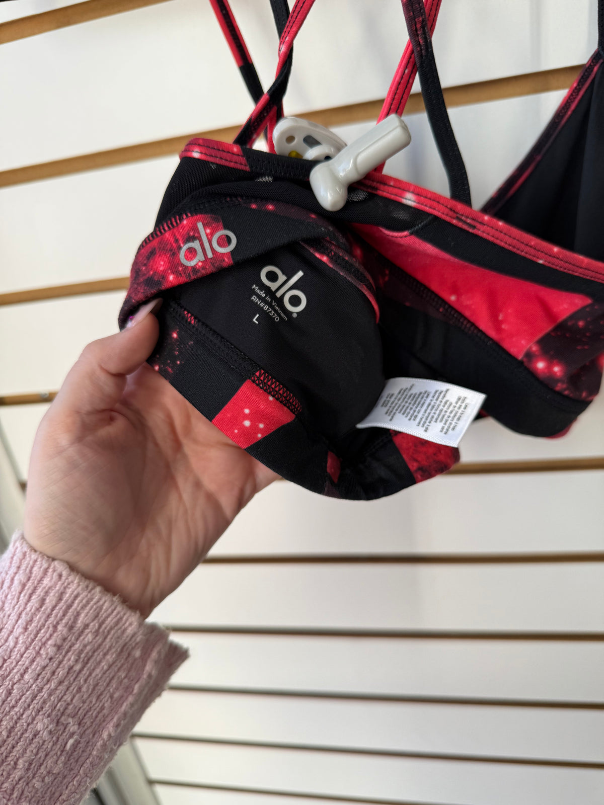 ALO Yoga black & red sports bra size large (no padding)
