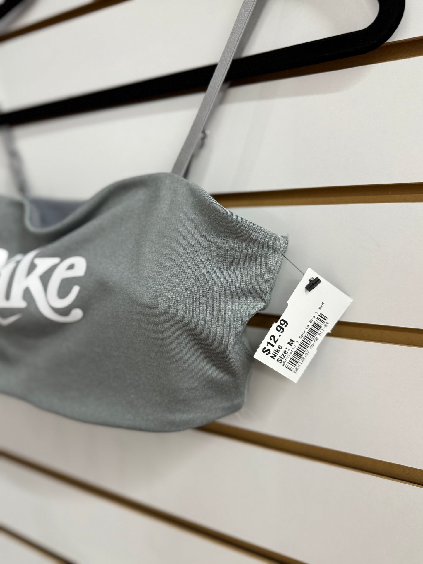 Nike gray padded logo sports bra size medium