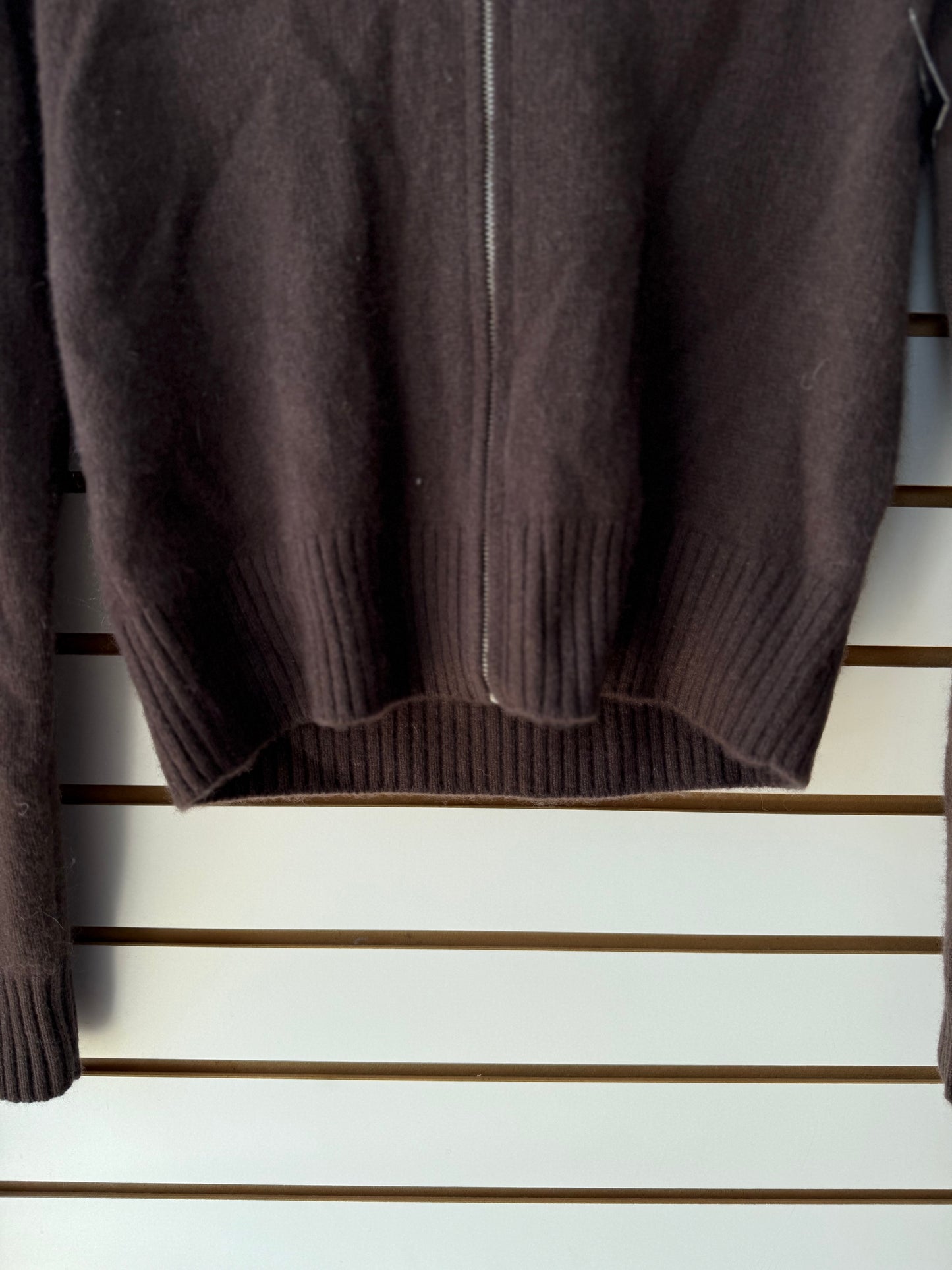 Aritzia brown hooded cashmere zip up size small