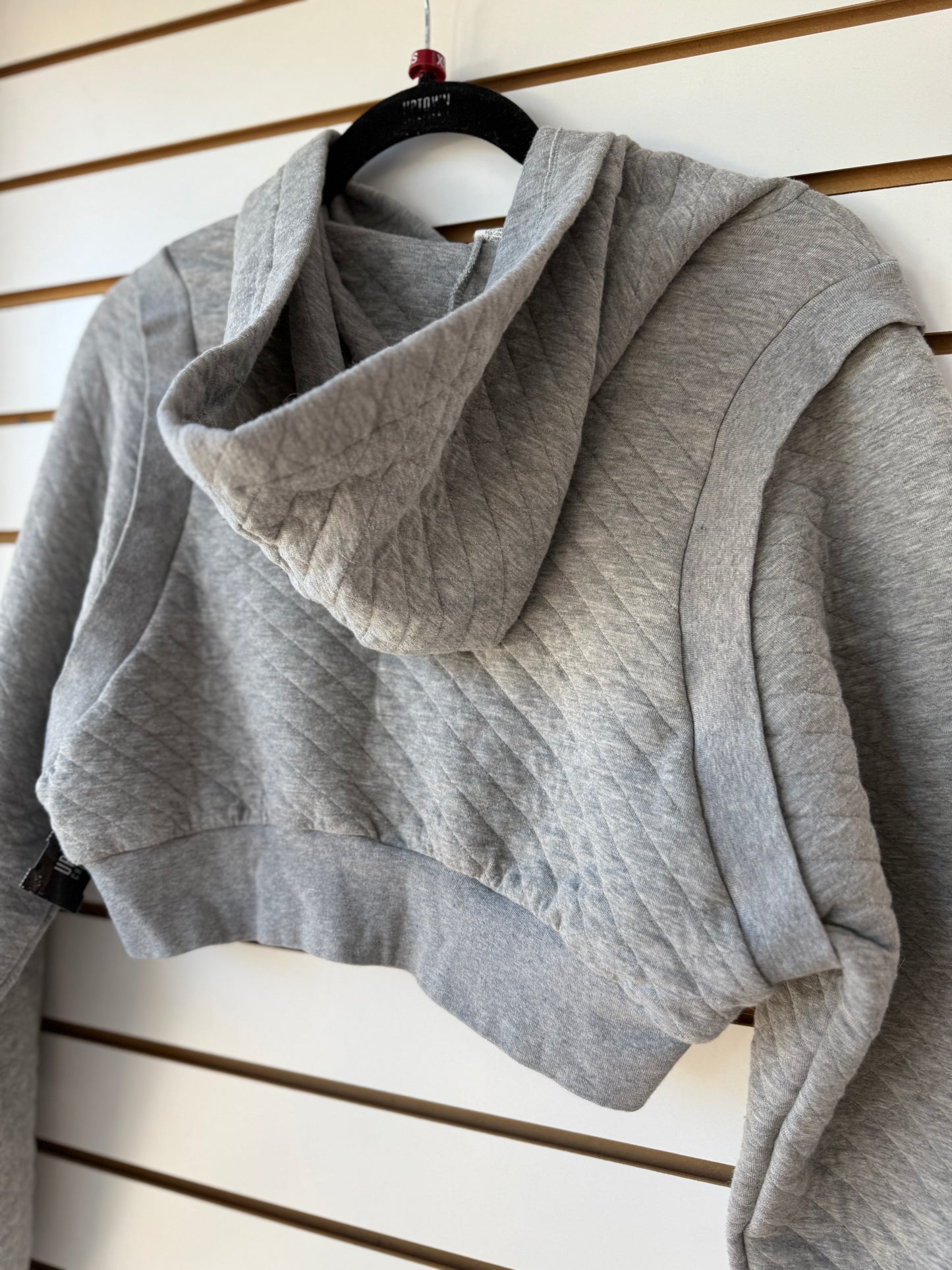 ALO Yoga cropped gray quilted boxing top sz XS