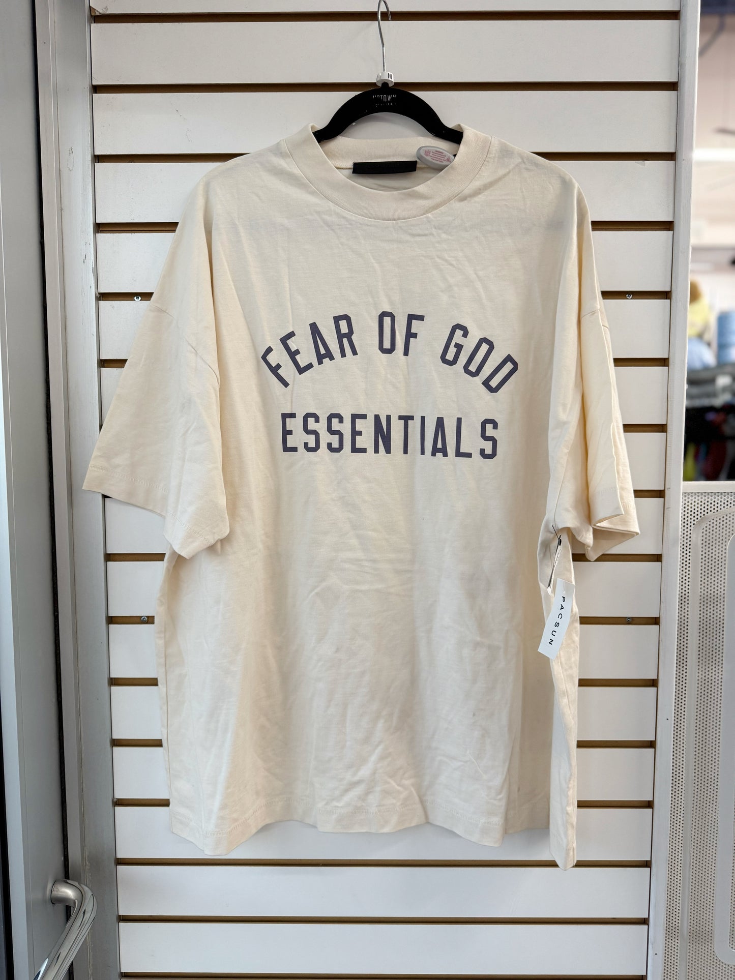 NWT Essentials Fear of God cream & blue tshirt sz mens Med (oversized)