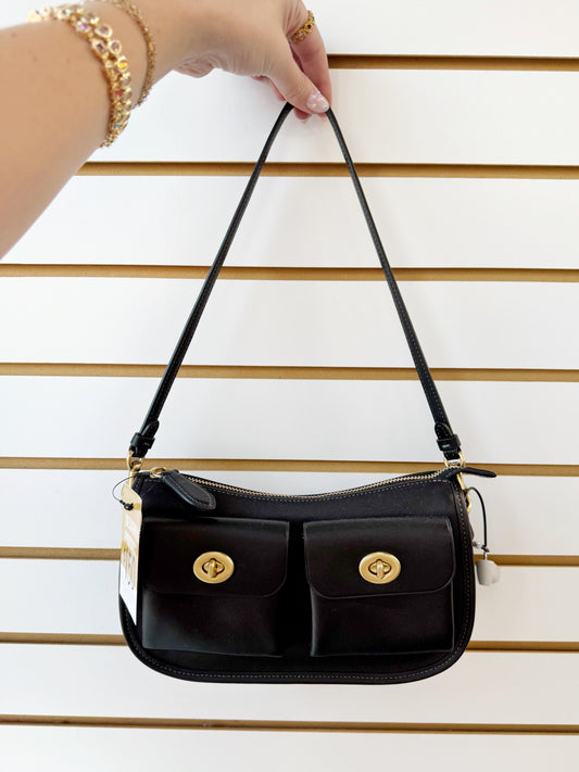 Coach Twin Turnlock Waverly black bag with/ crossbody strap & dustbag