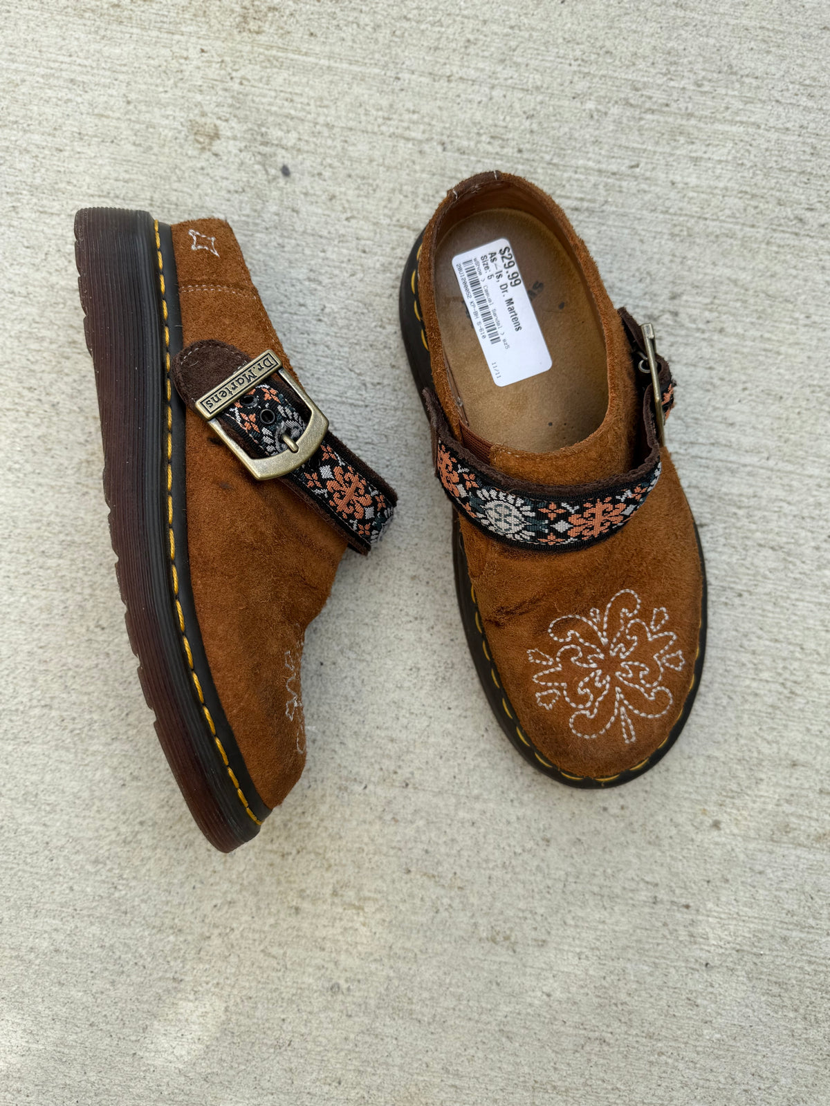 Doc Martens brown isham suede and jacquauadd mules women’s 5 as-is