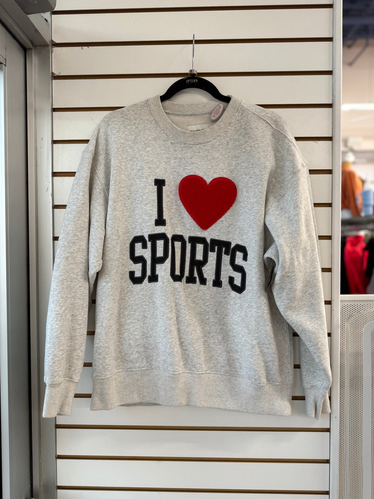 I Love Sports Abercrombie & Fitch gray oversized sweatshirt size S