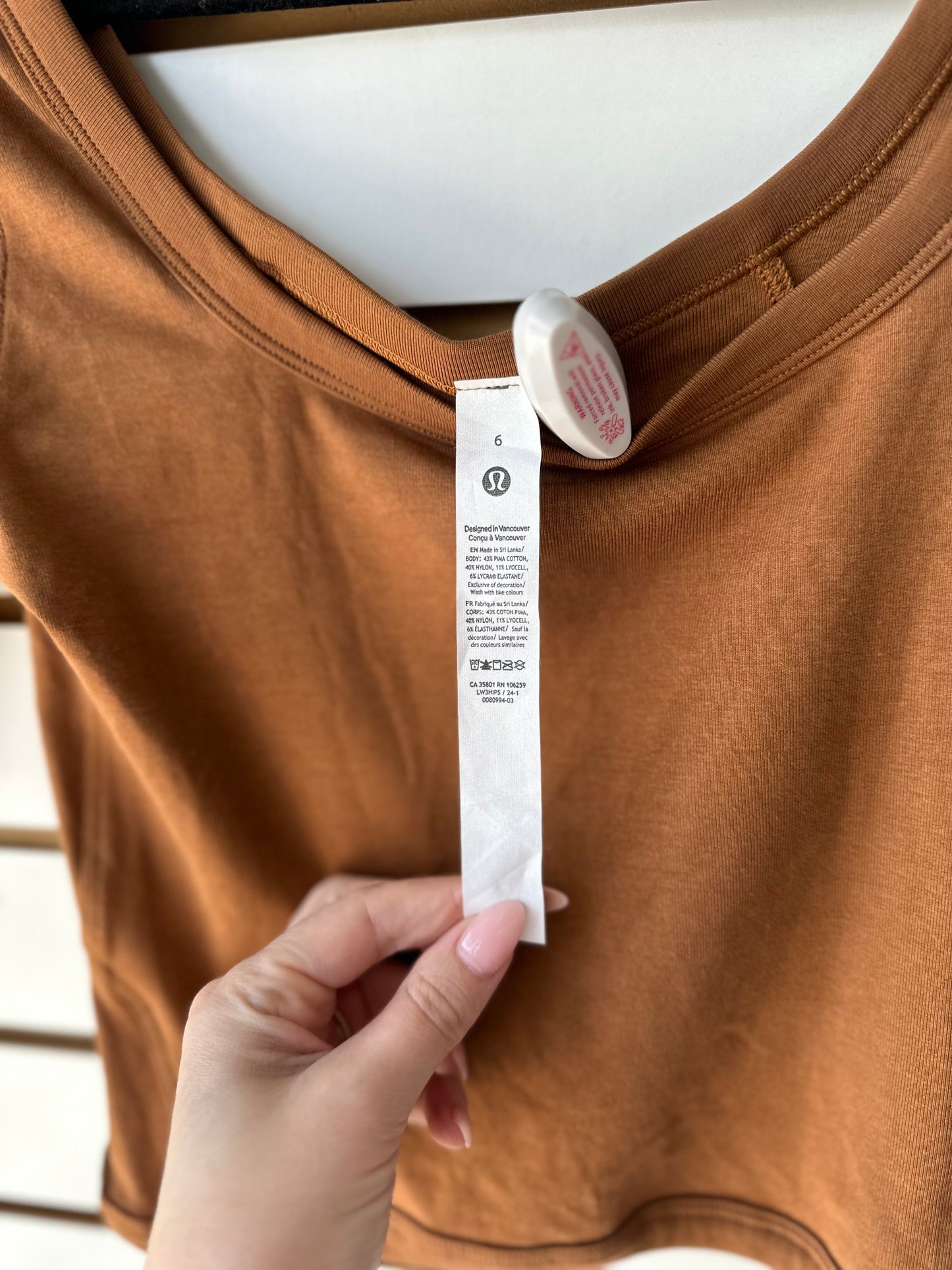 Lululemon brown crop tee size 6