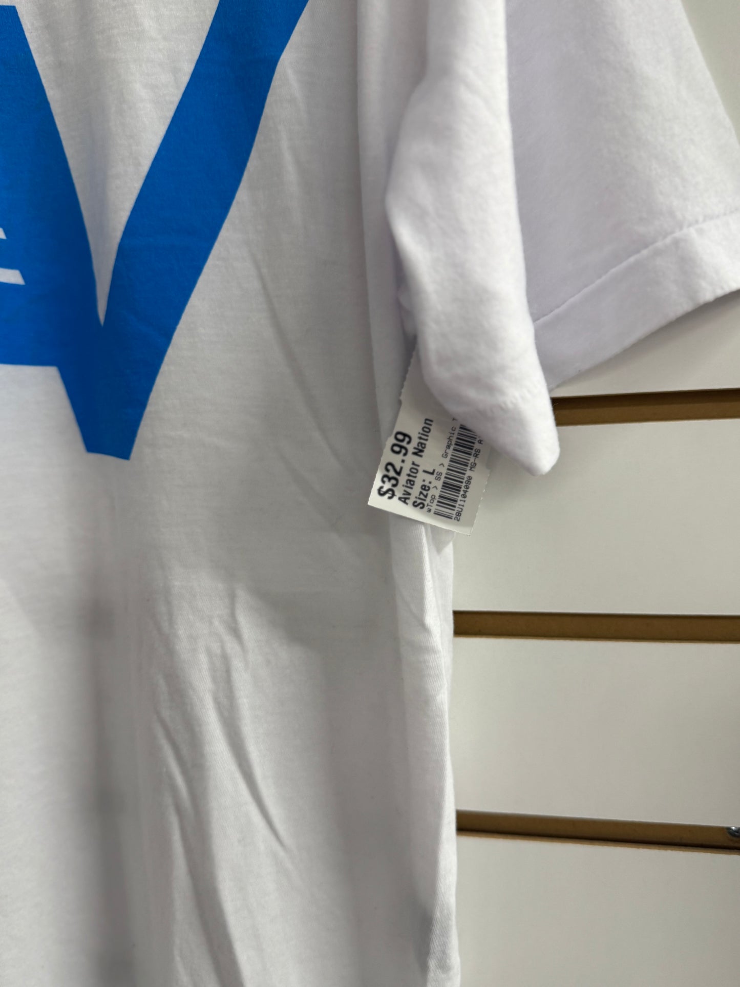 Aviator Nation white logo tee size large
