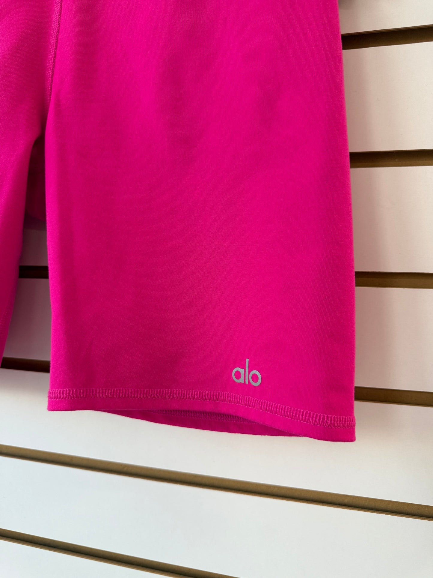 ALO Yoga hot pink biker shorts size medium (tiny mark on back, see photos)