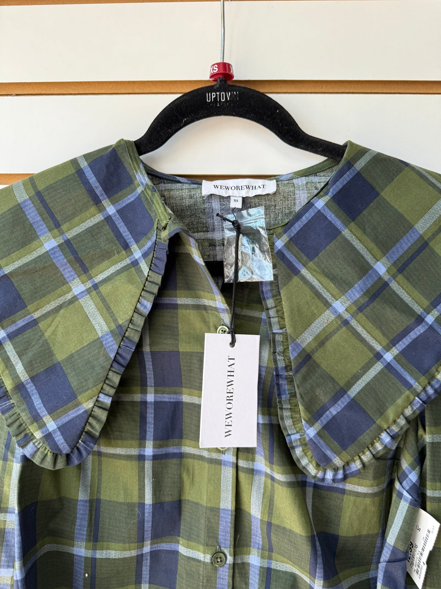 NWT We Wore What plaid collar blouse size XS