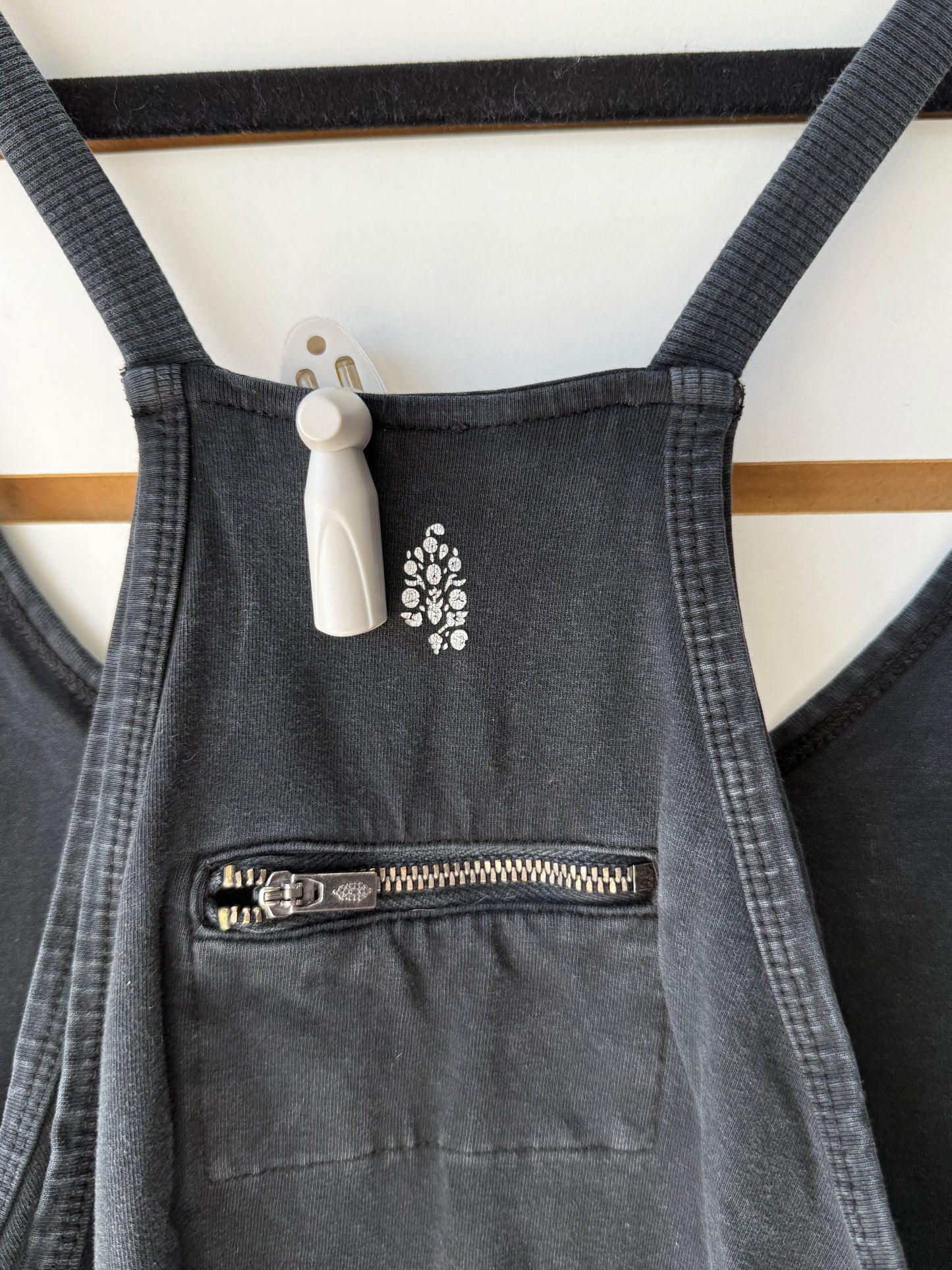 Free People Movement charcoal hotshot mini romper dress size Large