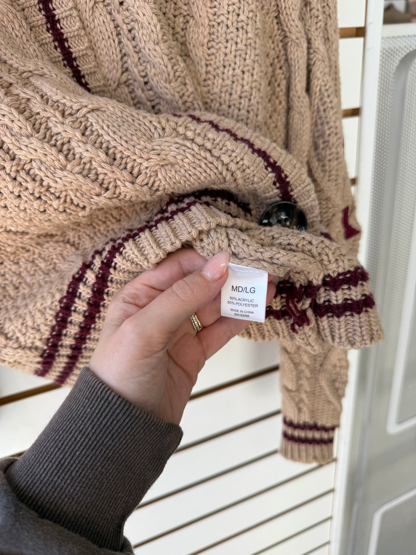 Taylor Swift Folklore tan maroon cardigan size M/L holiday edition