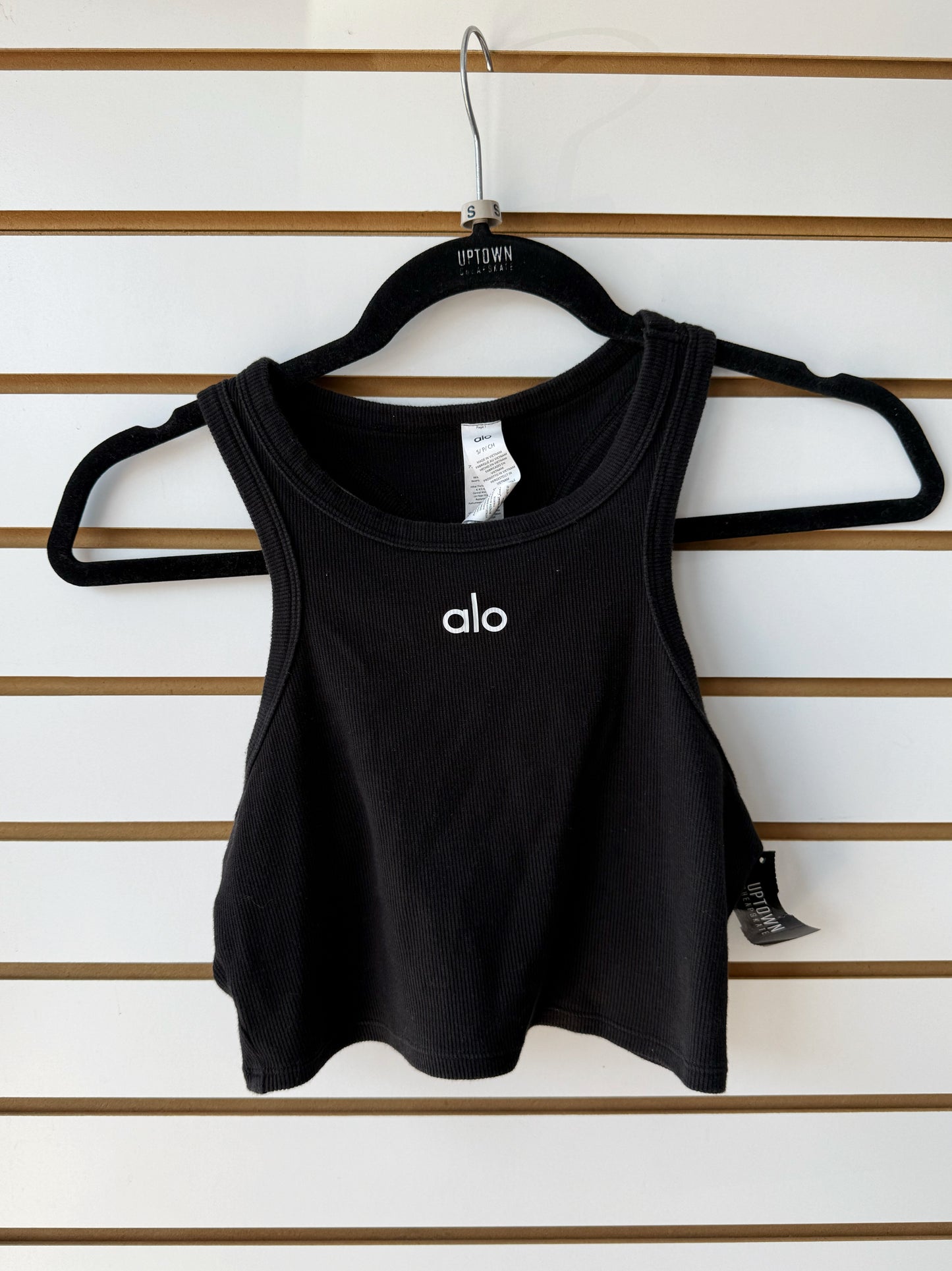 ALO Yoga black ribbed crop tank size small