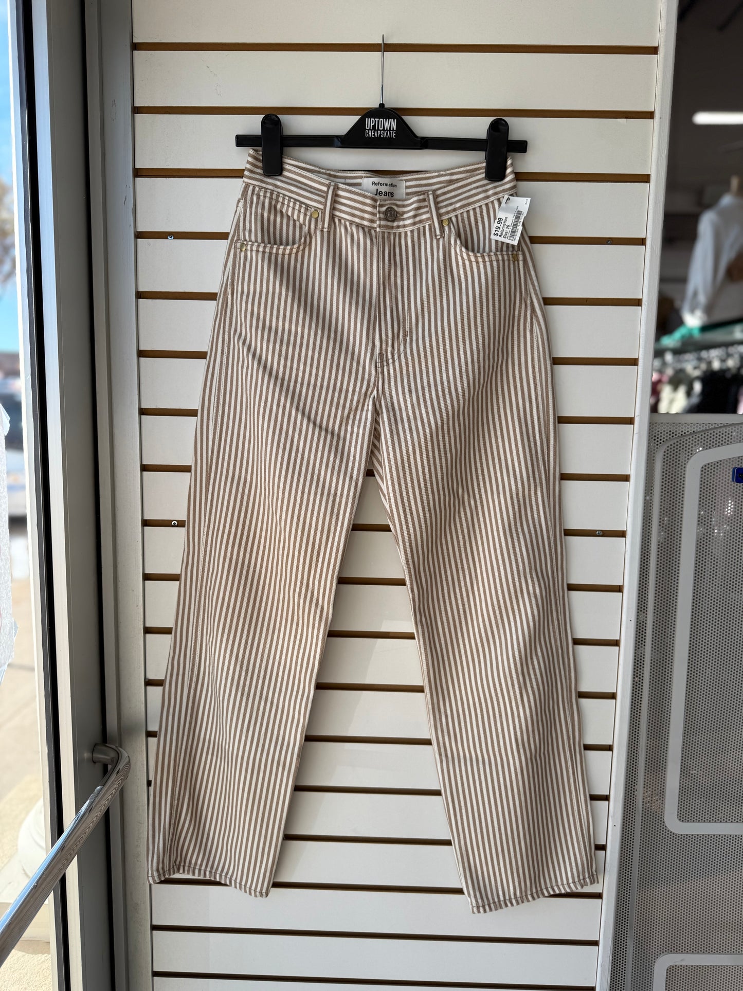 Reformation Cowboy Striped High Rise Straight Jeans size 26